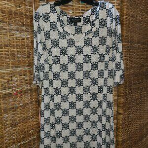 Laundry By Shelli Segal Women Multicolor 3/4 Sleeve V-neck Midi Dress Size L